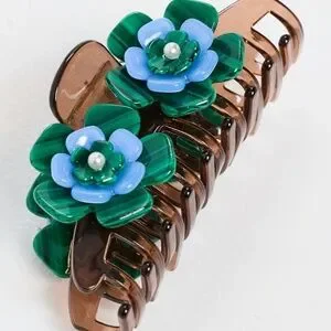 Lele Sadoughi Rootbeer floral claw clip Lele Sadoughi Petunia Claw Hair Clip – Lele Sadoughi  main image 4